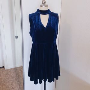 Navy Blue Velvet Dress